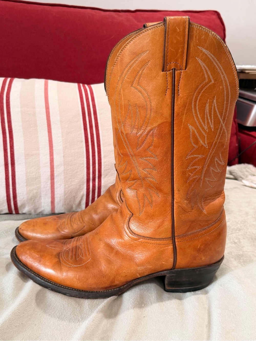 Justin Boots Tan Leather Western Pull-On Boots